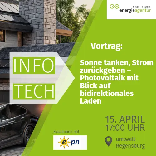 Veranstaltungsankündigung zu Photovoltaik und bidirektionalem Laden